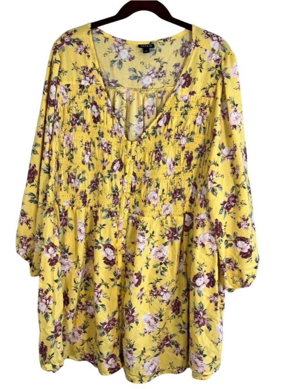 Torrid Colorful Floral Peplum Top Yellow 4X Boho Indie Festival Folk Cottage
